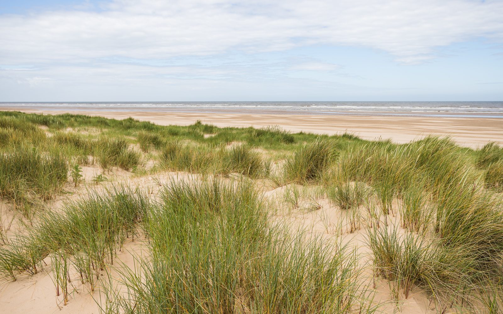 Ainsdale beach over the marram grass dunes