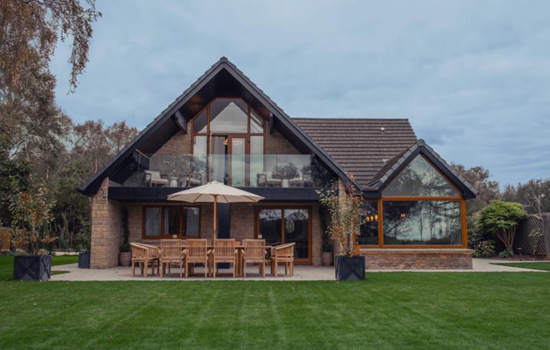 The Balcony: After, the new glass balcony on the A-frame gable