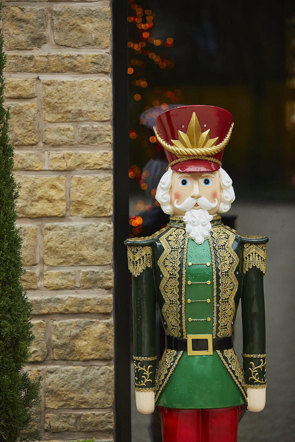 Traditional nutcracker decoration at the entrance to Warren House