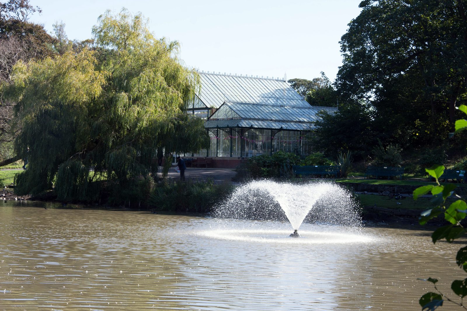 The conservatory and lake at Hesketh Park, Southport