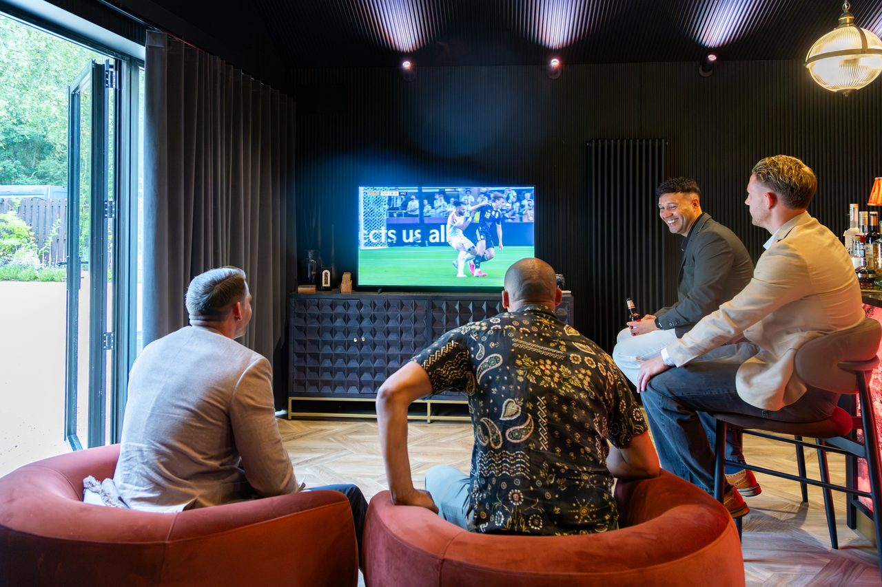 Watching the football in the bar at Warren House