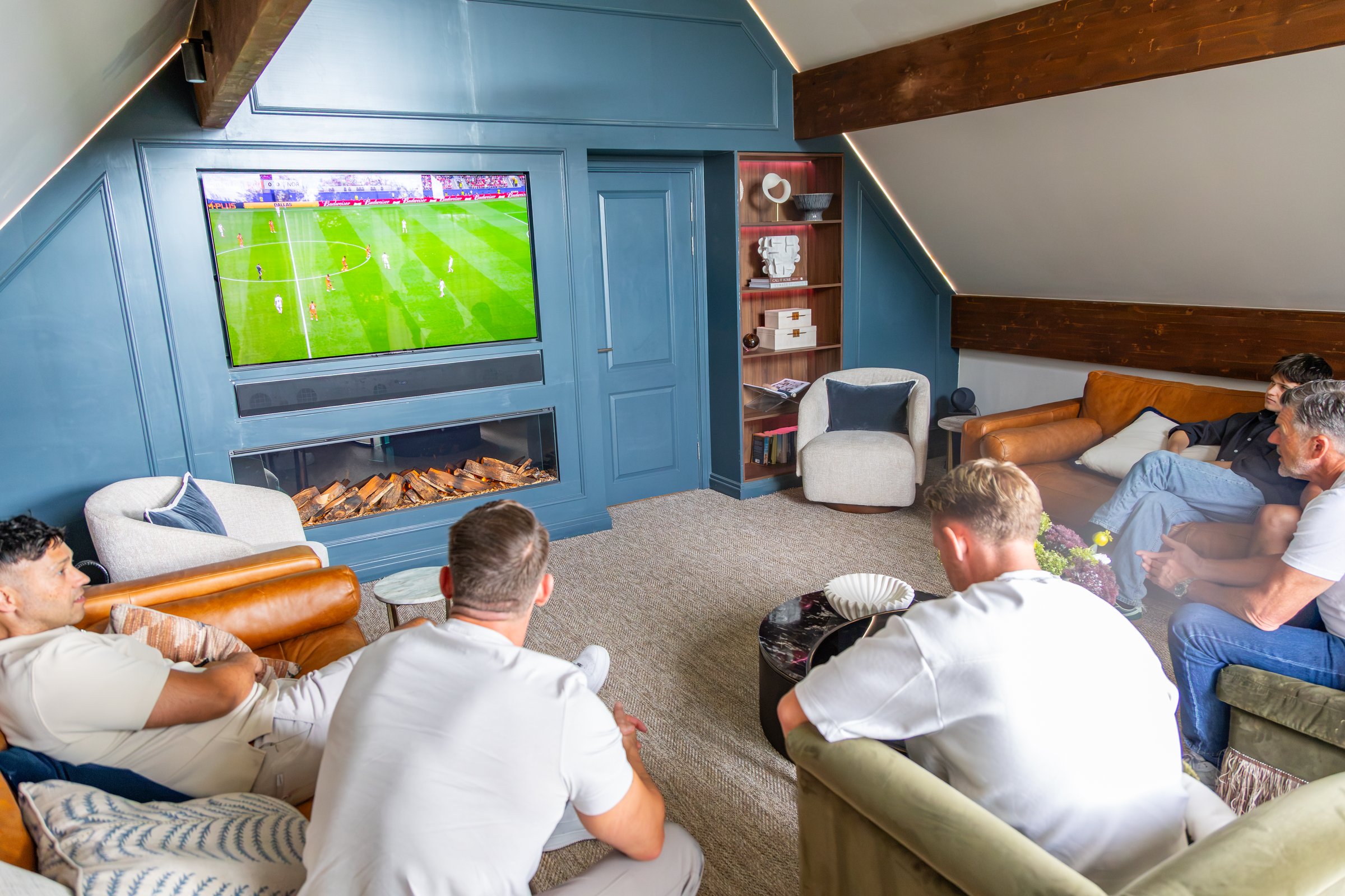 The living room cinema at Warren House