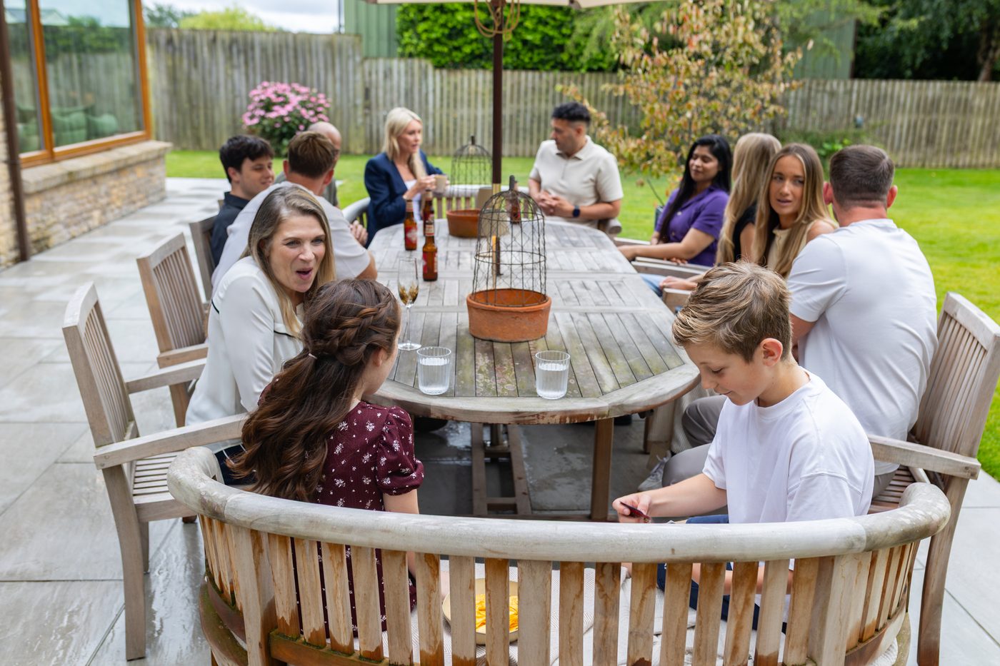 A long summer supper at the patio table at Warren House